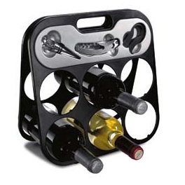 81149 Wine set with foldable bottle rack